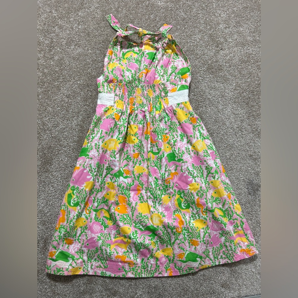 NEW Lilly‎ Pulitzer Sz 8 Maren Halter Dress In Lilly’s PinkBeach Jam Moon Glow - Picture 2 of 4